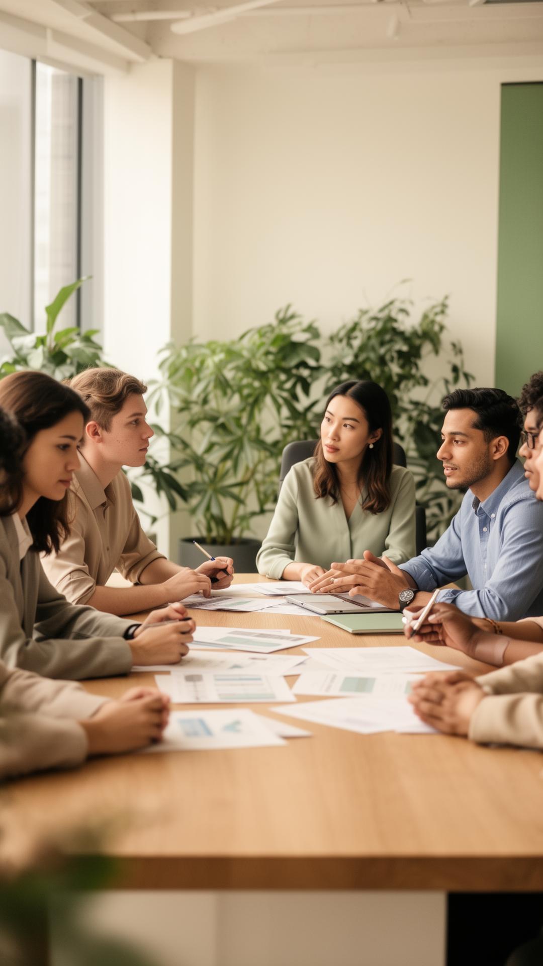 Reunião de liderança discutindo saúde mental no trabalho